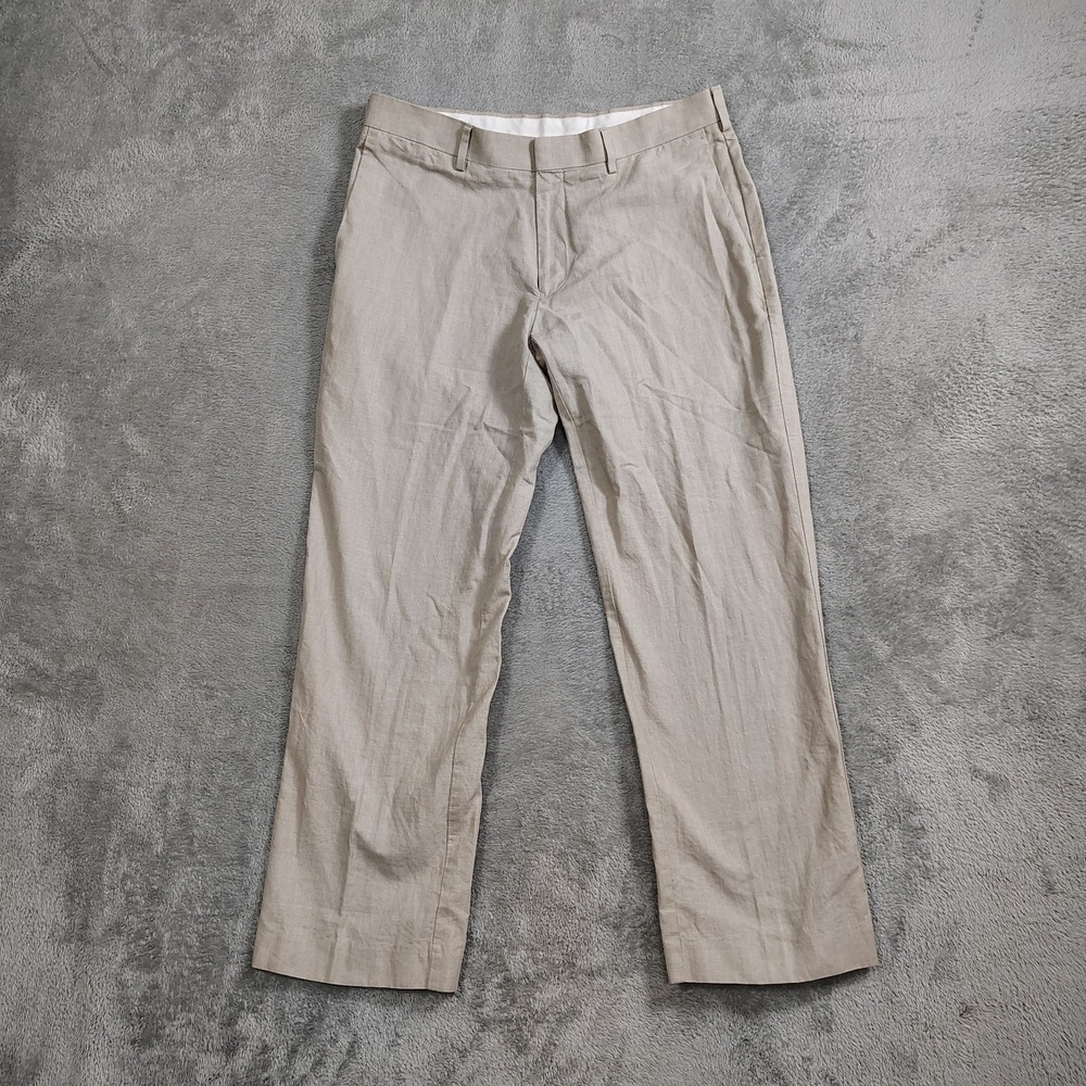 Cubavera Pants Mens 34 Beige Chino Khaki Linen Blend Pockets‎ Casual 34x29*